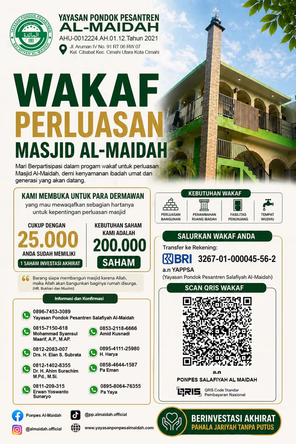Poster wakaf perluasan Masjid Al-Maidah